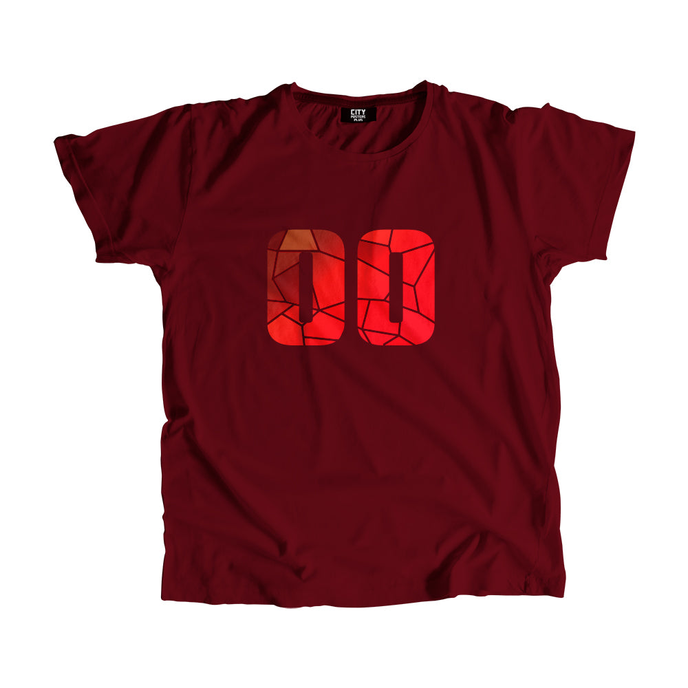 00 Number Men Unisex T-Shirt (Maroon)| Classic Numeric Graphic Tee