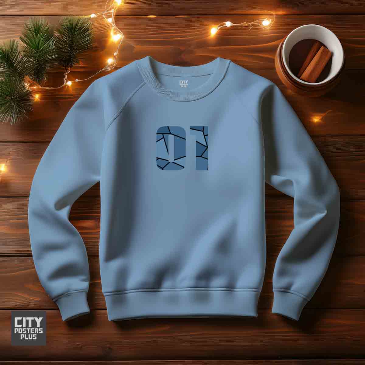 01 Number Unisex Sweatshirt (Baby Blue) Premium Graphic Crewneck