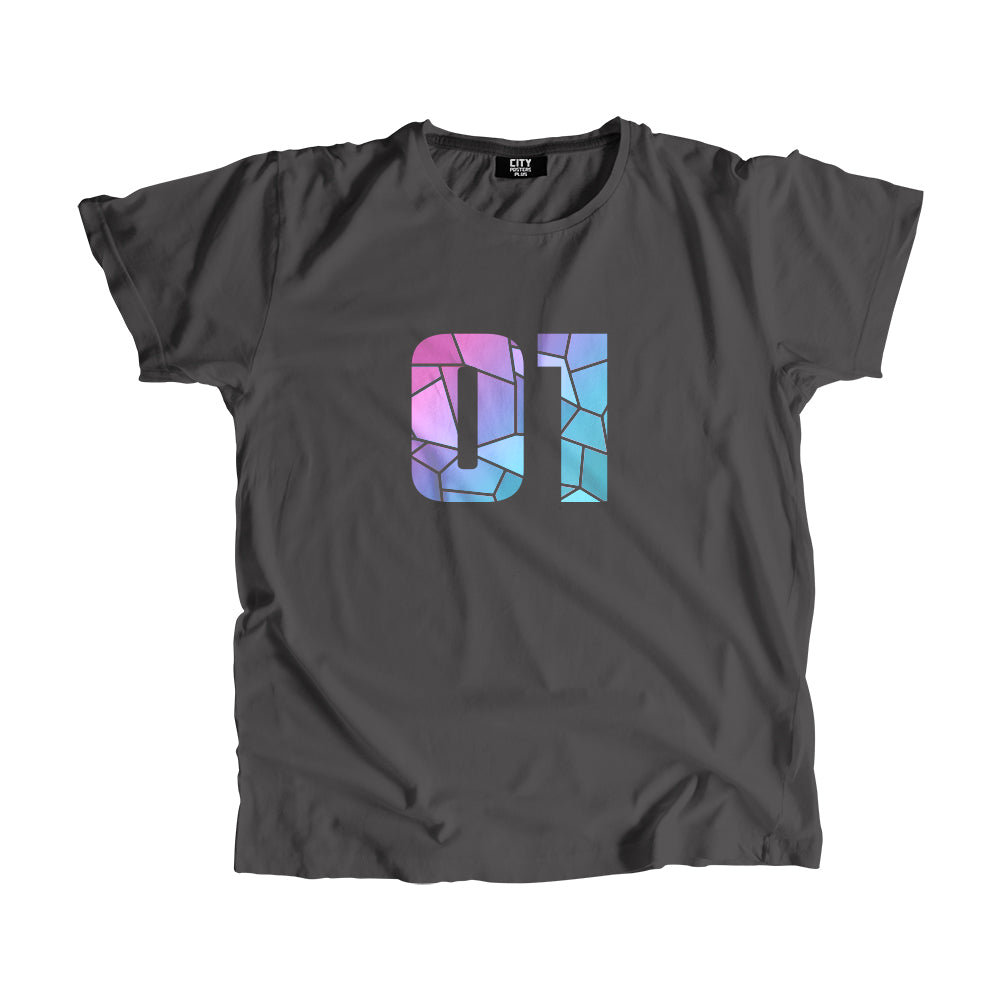 01 Number Men Unisex T-Shirt (Charcoal Grey)| Classic Numeric Graphic Tee