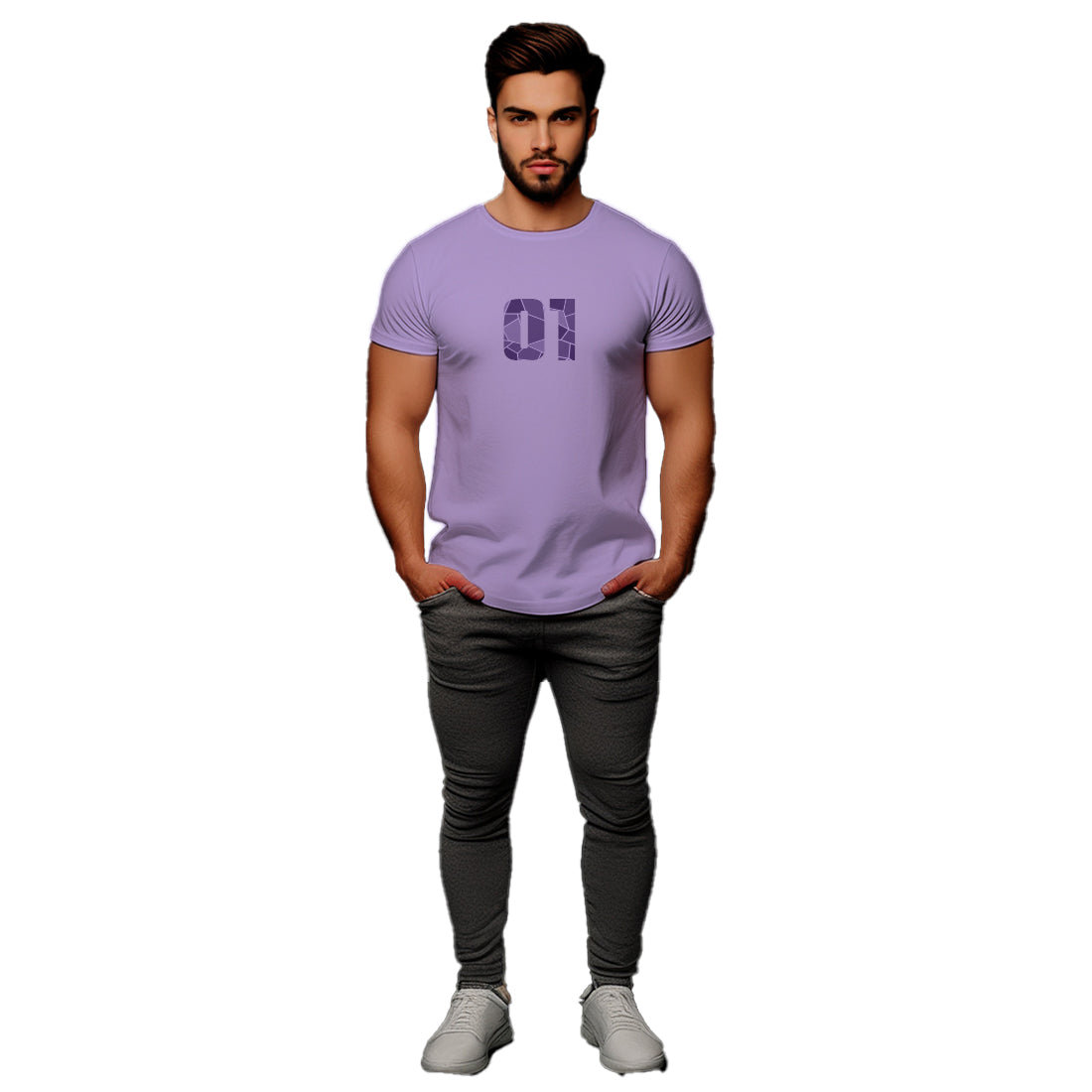 01 Number Men Unisex T-Shirt (Iris Lavender)
