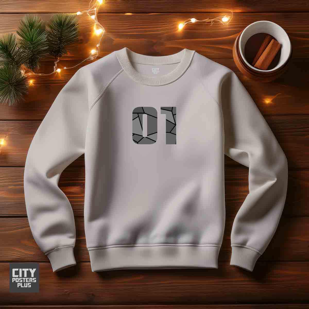 01 Number Unisex Sweatshirt (Melange Grey) Premium Graphic Crewneck