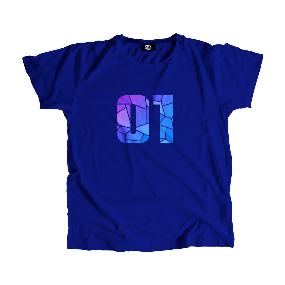 01 Number Men Unisex T-Shirt (Royal Blue)| Classic Numeric Graphic Tee