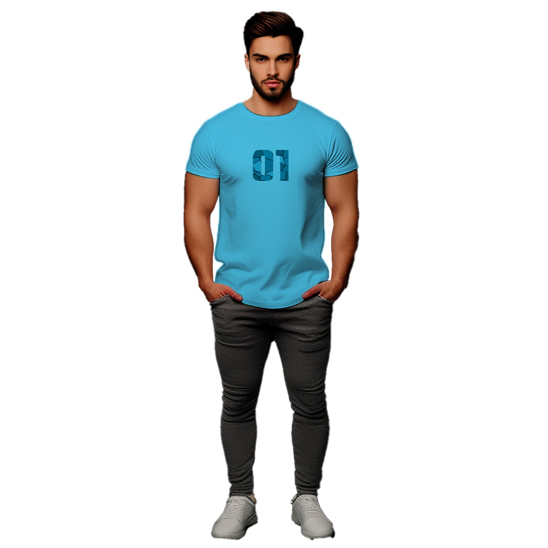 01 Number Men Unisex T-Shirt (Sky Blue)