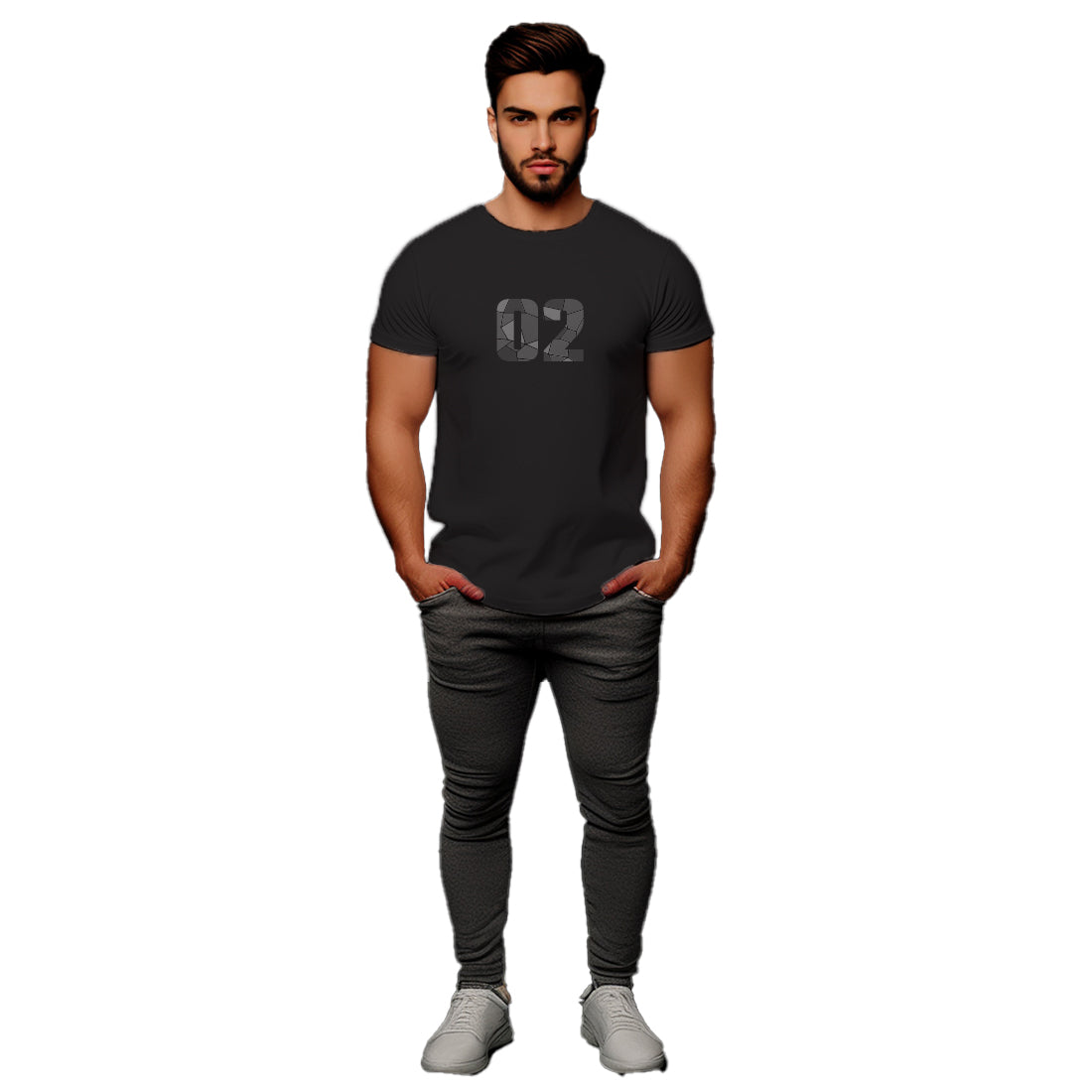 02 Number Men Unisex T-Shirt (Black)