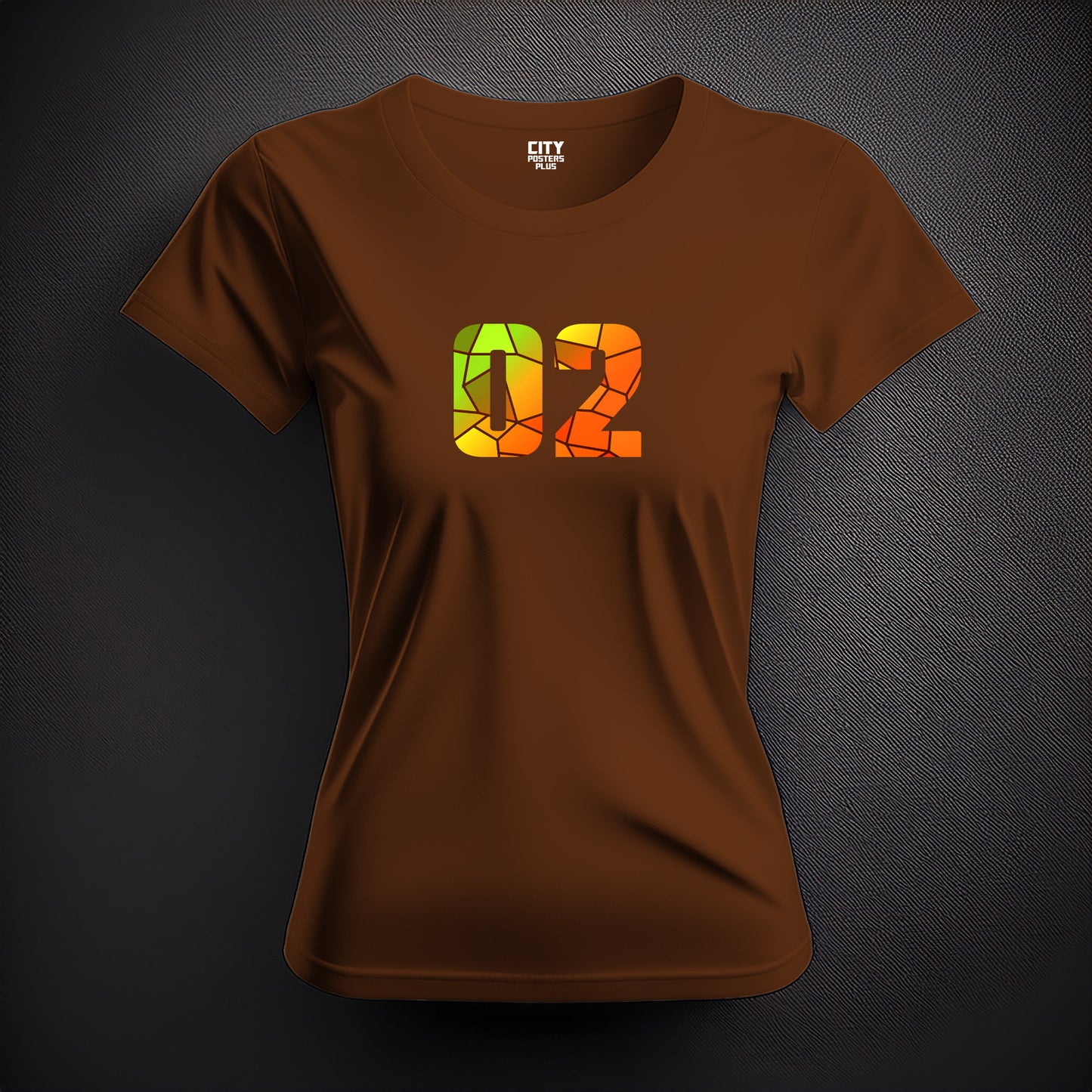 02 Number Women T-Shirt (Brown) | Stylish Numeric Graphic Tee