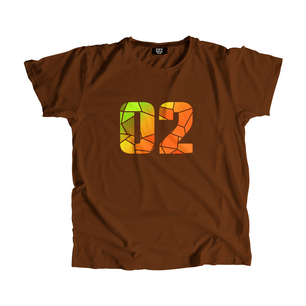 02 Number Men Unisex T-Shirt (Brown)| Classic Numeric Graphic Tee