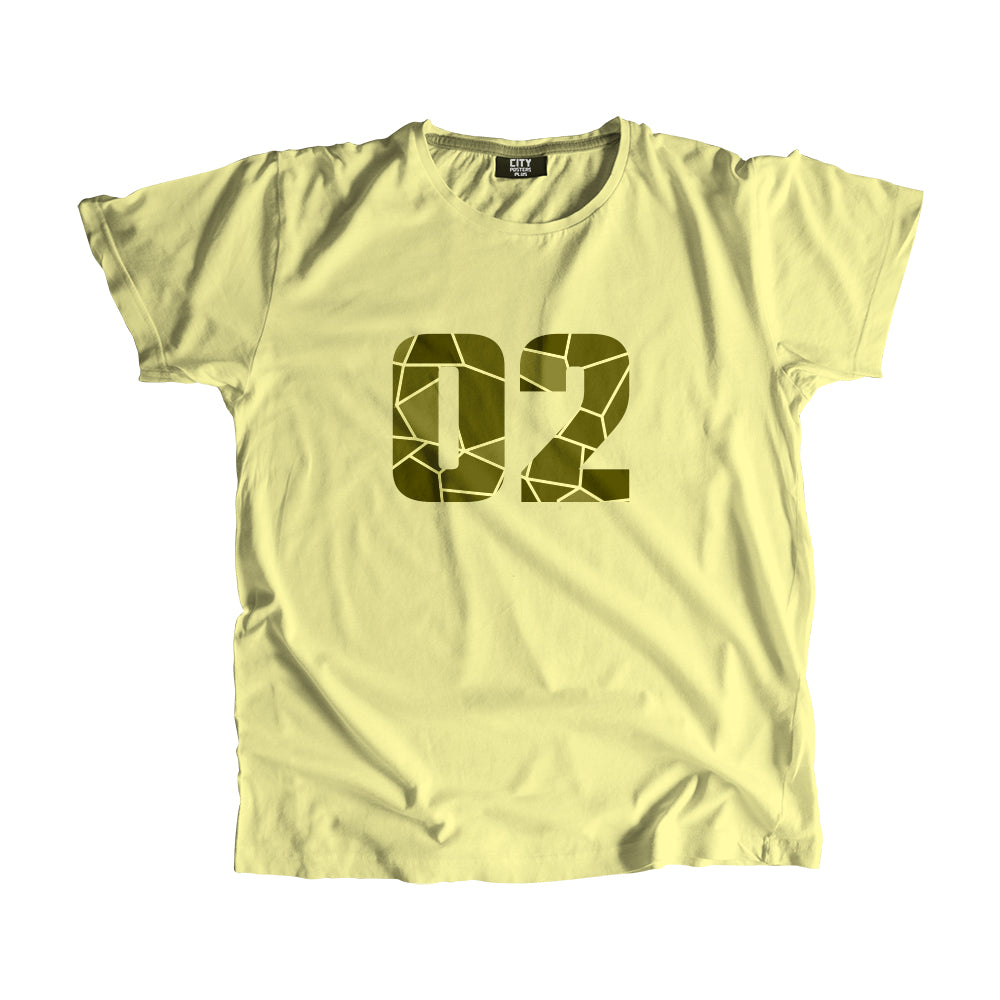 02 Number Men Unisex T-Shirt (Butter Yellow)| Classic Numeric Graphic Tee