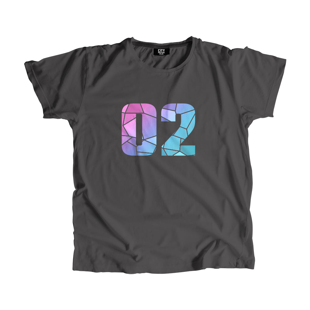 02 Number Men Unisex T-Shirt (Charcoal Grey)| Classic Numeric Graphic Tee