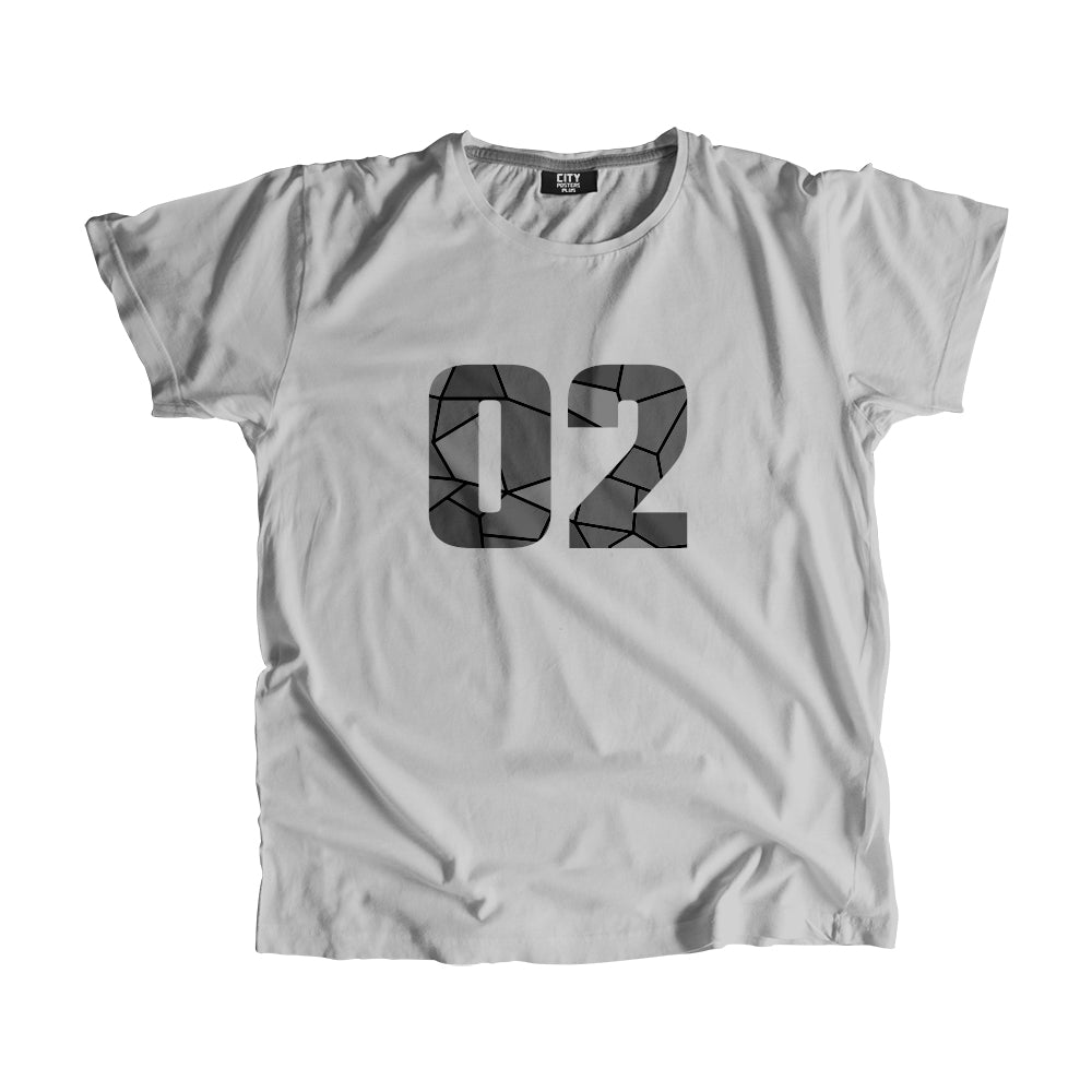 02 Number Men Unisex T-Shirt (Melange Grey)| Classic Numeric Graphic Tee