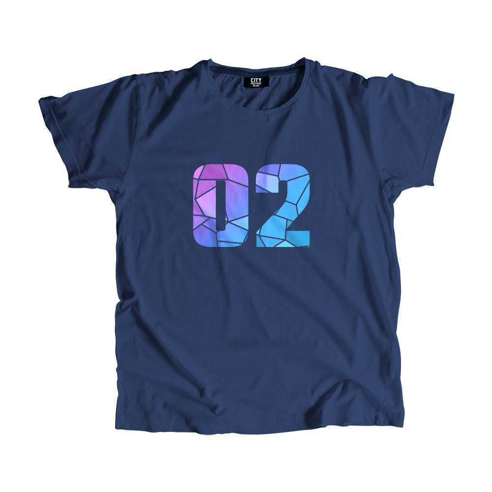 02 Number Men Unisex T-Shirt (Navy Blue)| Classic Numeric Graphic Tee