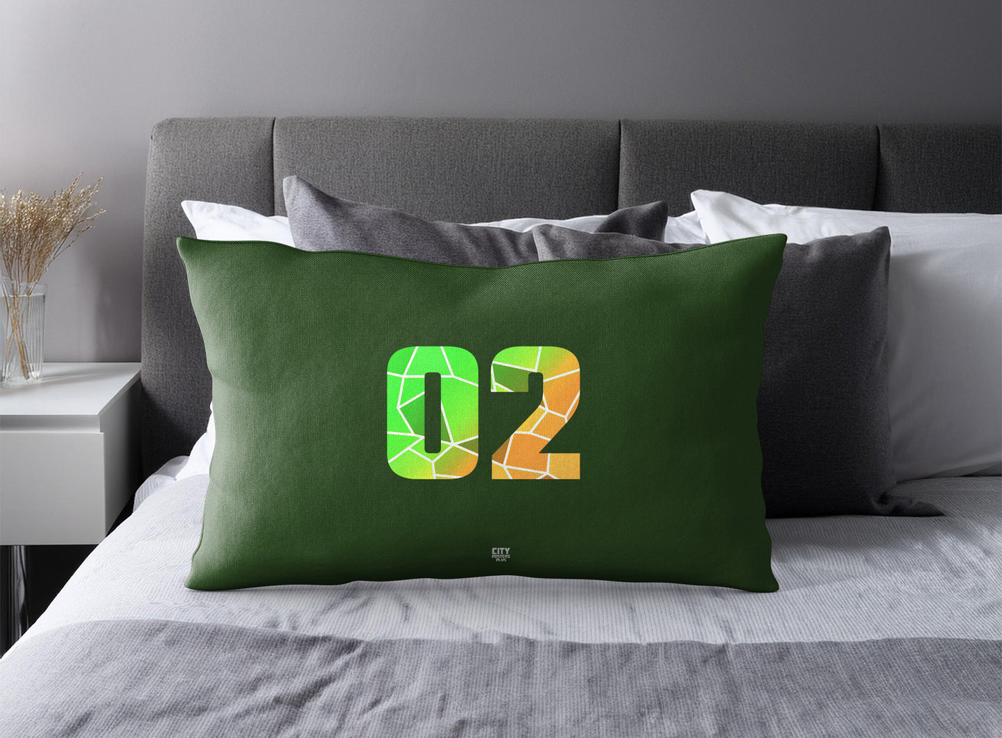02 Number Square & Rectangle Pillow Cases | Modern Numeric Throw Pillow Covers | Print Deliver Plus by City Posters Plus