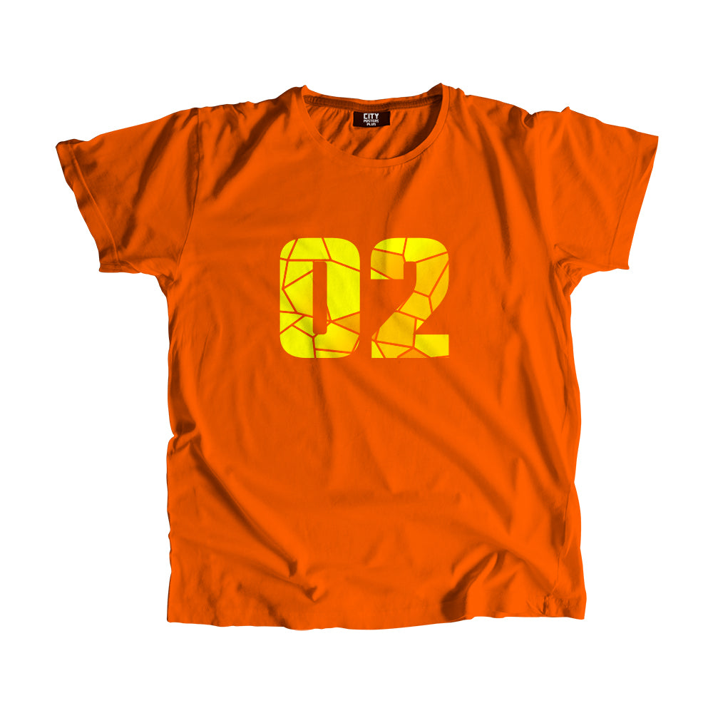 02 Number Men Unisex T-Shirt (Orange)| Classic Numeric Graphic Tee