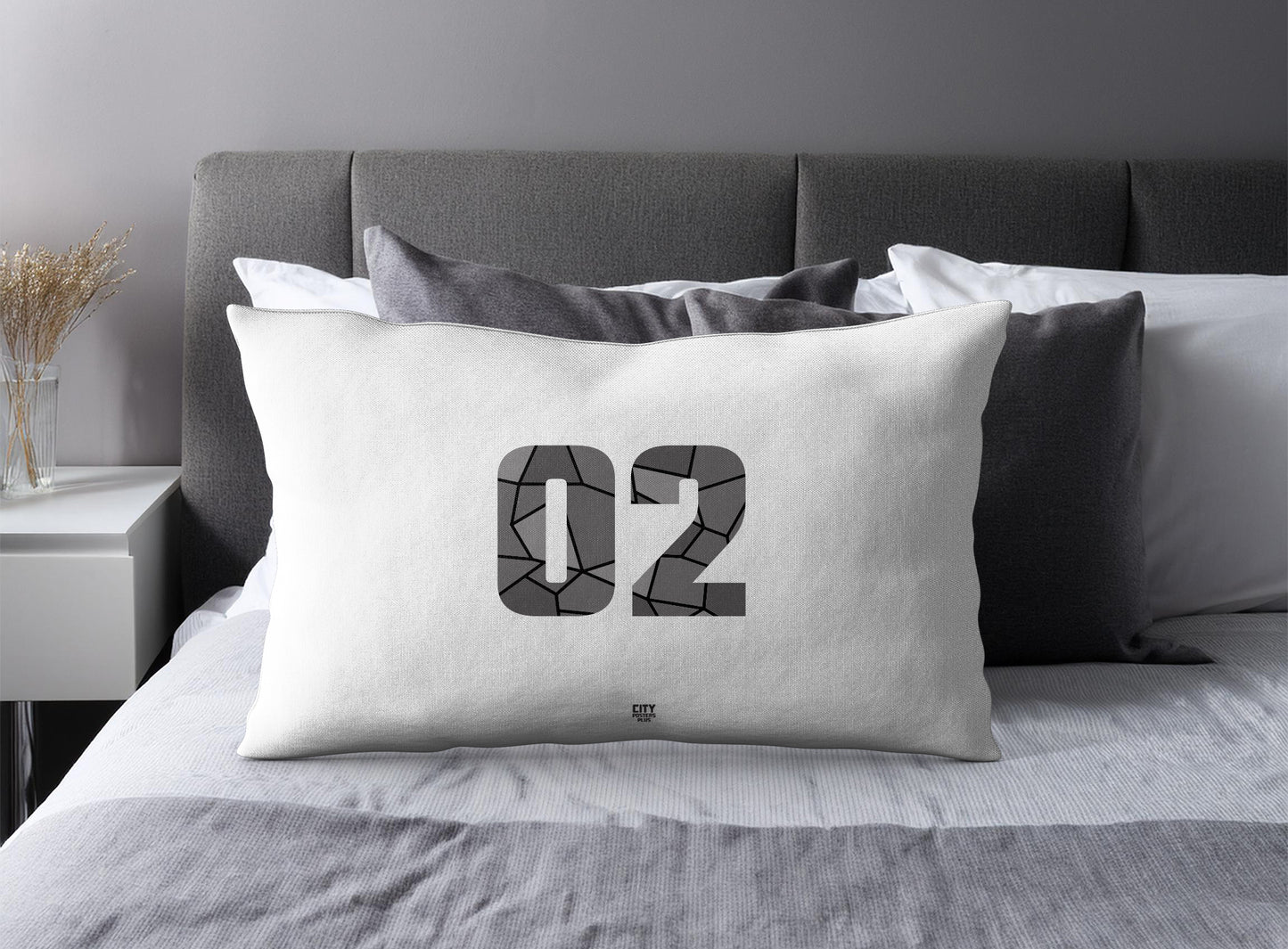 Print Deliver Plus 02 Number Pillow Case and Pillow Throw (White)