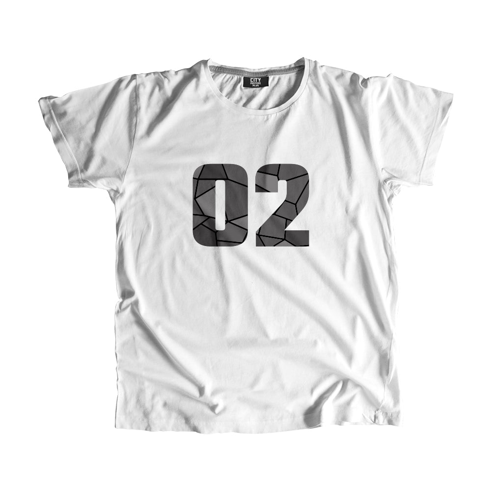 02 Number Men Unisex T-Shirt (White)| Classic Numeric Graphic Tee