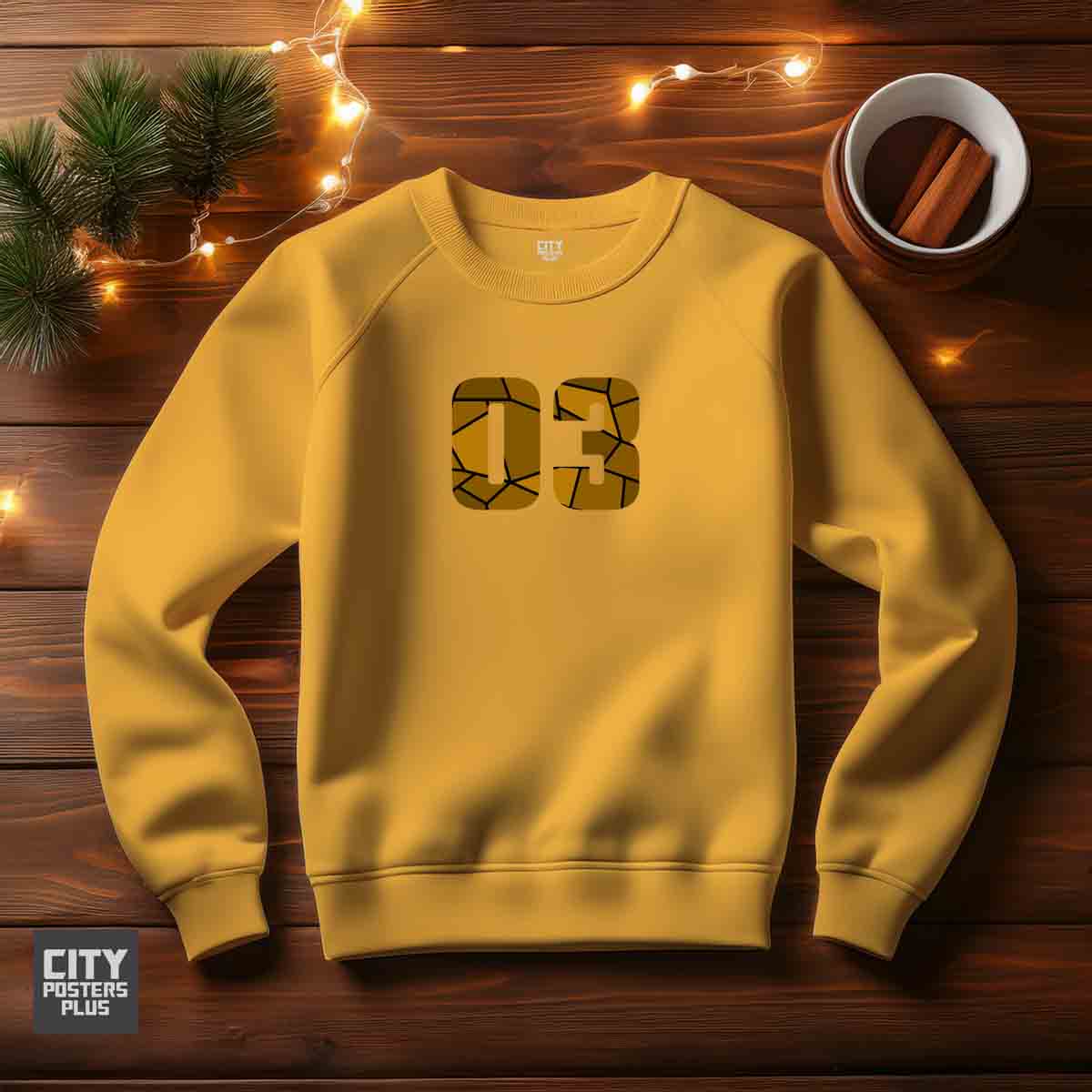03 Number Unisex Sweatshirt (Golden Yellow) Premium Graphic Crewneck