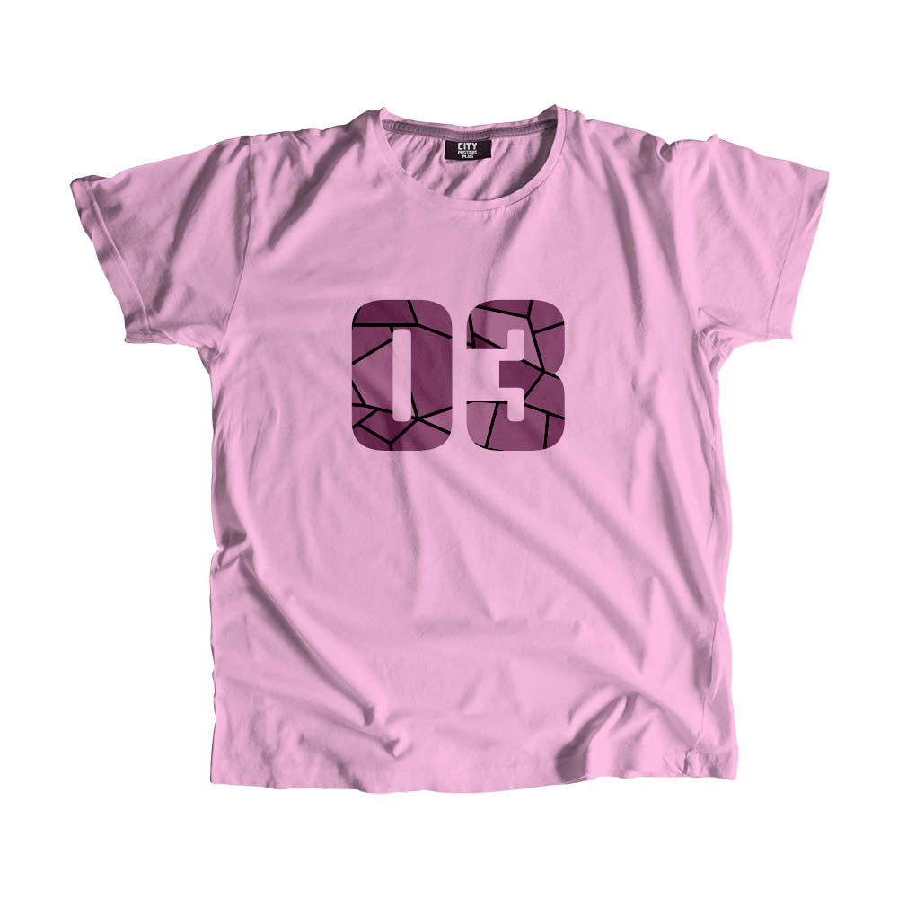 03 Number Men Unisex T-Shirt (Light Pink)| Classic Numeric Graphic Tee
