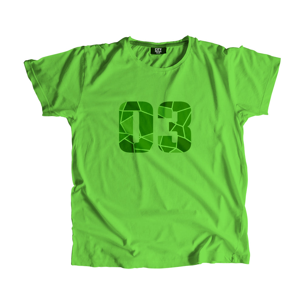 03 Number Men Unisex T-Shirt (Liril Green)| Classic Numeric Graphic Tee