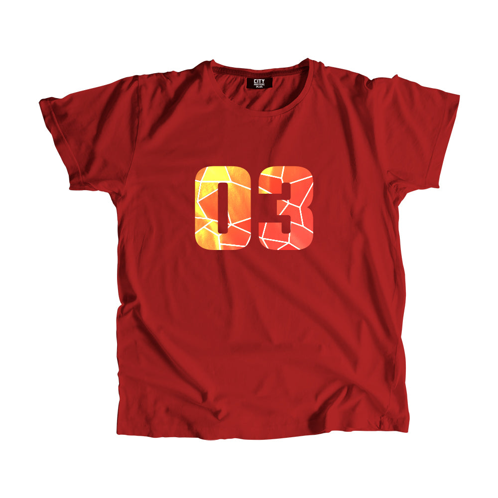 03 Number Men Unisex T-Shirt (Red)| Classic Numeric Graphic Tee