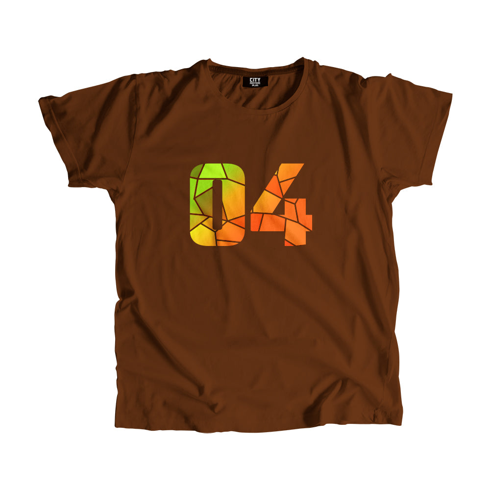 04 Number Men Unisex T-Shirt (Brown)| Classic Numeric Graphic Tee
