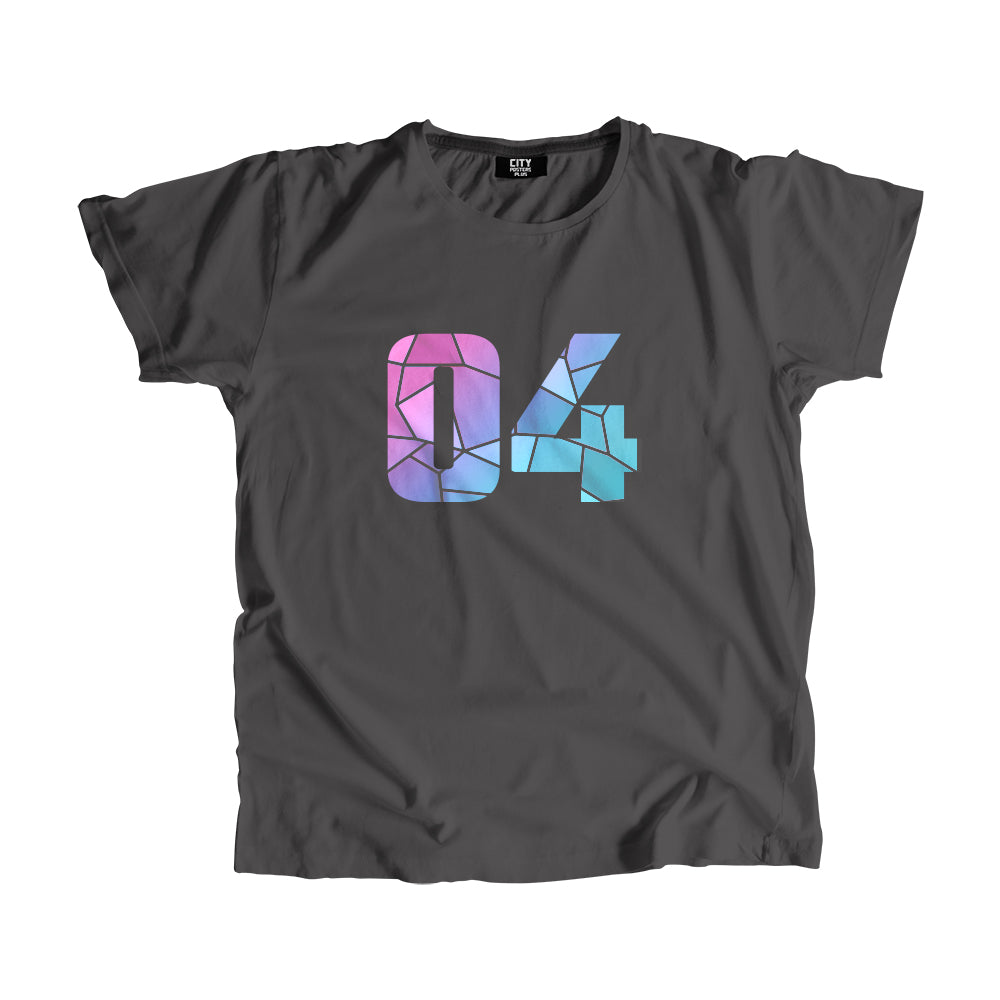 04 Number Men Unisex T-Shirt (Charcoal Grey)| Classic Numeric Graphic Tee
