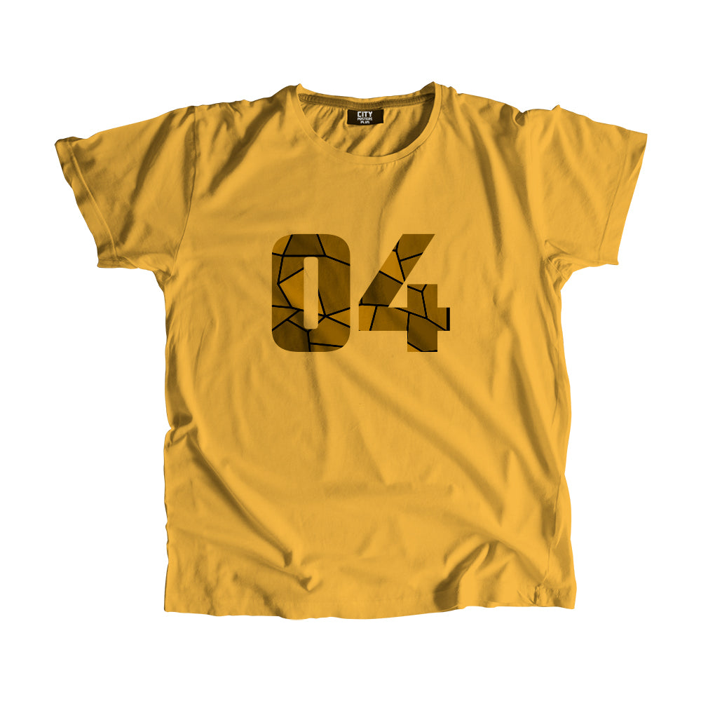 04 Number Men Unisex T-Shirt (Golden Yellow)| Classic Numeric Graphic Tee