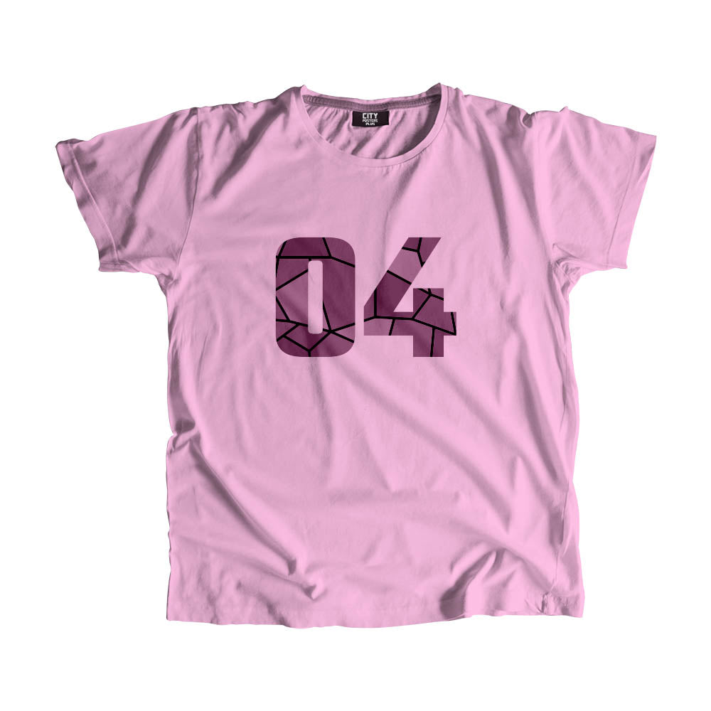 04 Number Men Unisex T-Shirt (Light Pink)| Classic Numeric Graphic Tee