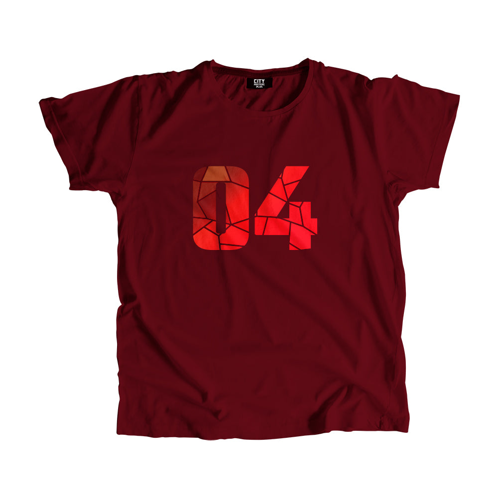 04 Number Men Unisex T-Shirt (Maroon)| Classic Numeric Graphic Tee