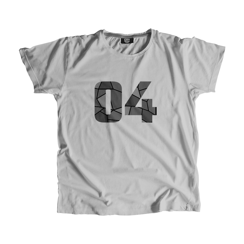 04 Number Men Unisex T-Shirt (Melange Grey)| Classic Numeric Graphic Tee