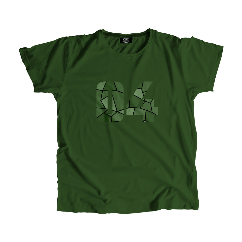 04 Number Men Unisex T-Shirt (Olive Green)| Classic Numeric Graphic Tee
