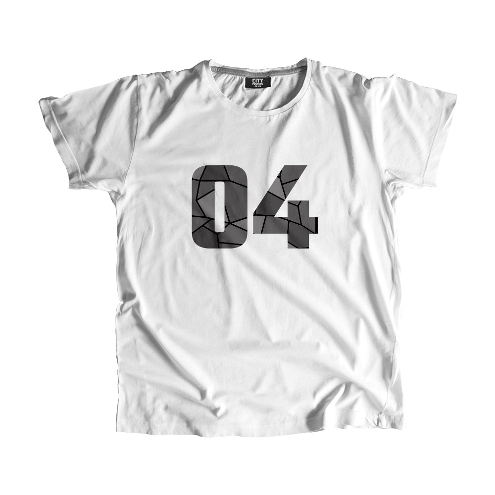 04 Number Men Unisex T-Shirt (White)| Classic Numeric Graphic Tee