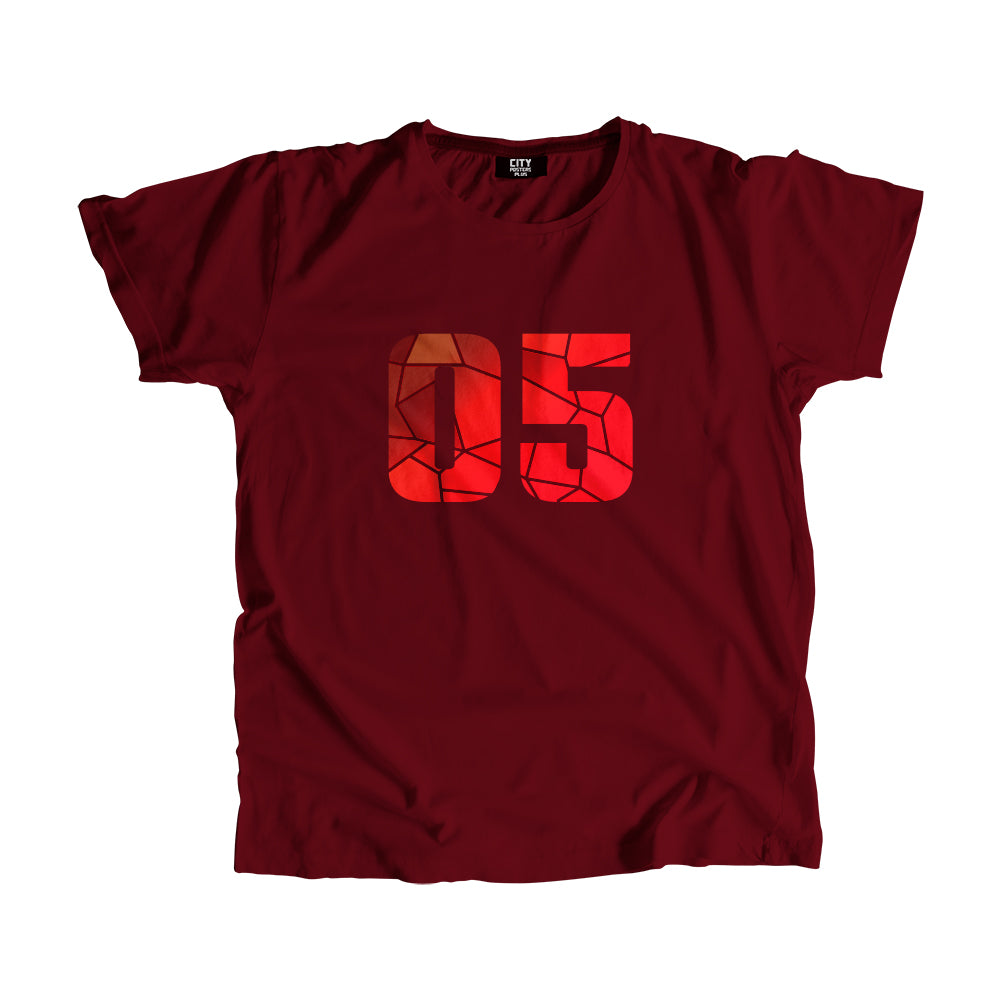 05 Number Men Unisex T-Shirt (Maroon)| Classic Numeric Graphic Tee