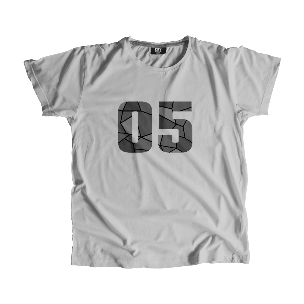 05 Number Men Unisex T-Shirt (Melange Grey)| Classic Numeric Graphic Tee