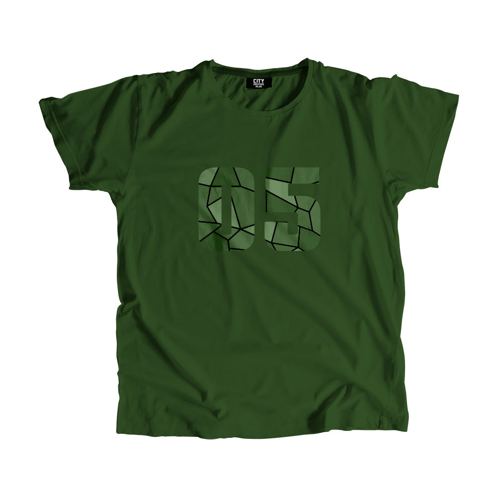 05 Number Men Unisex T-Shirt (Olive Green)| Classic Numeric Graphic Tee