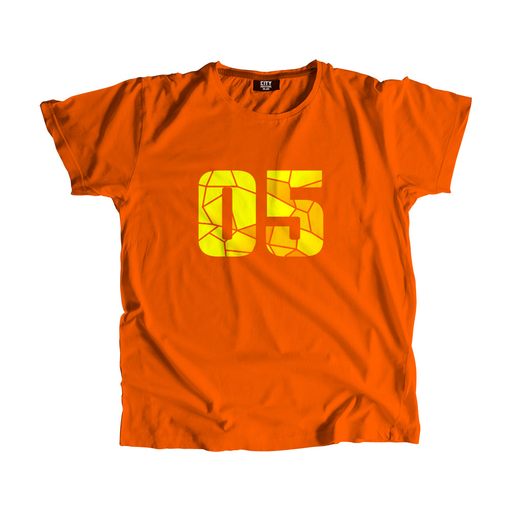05 Number Men Unisex T-Shirt (Orange)| Classic Numeric Graphic Tee