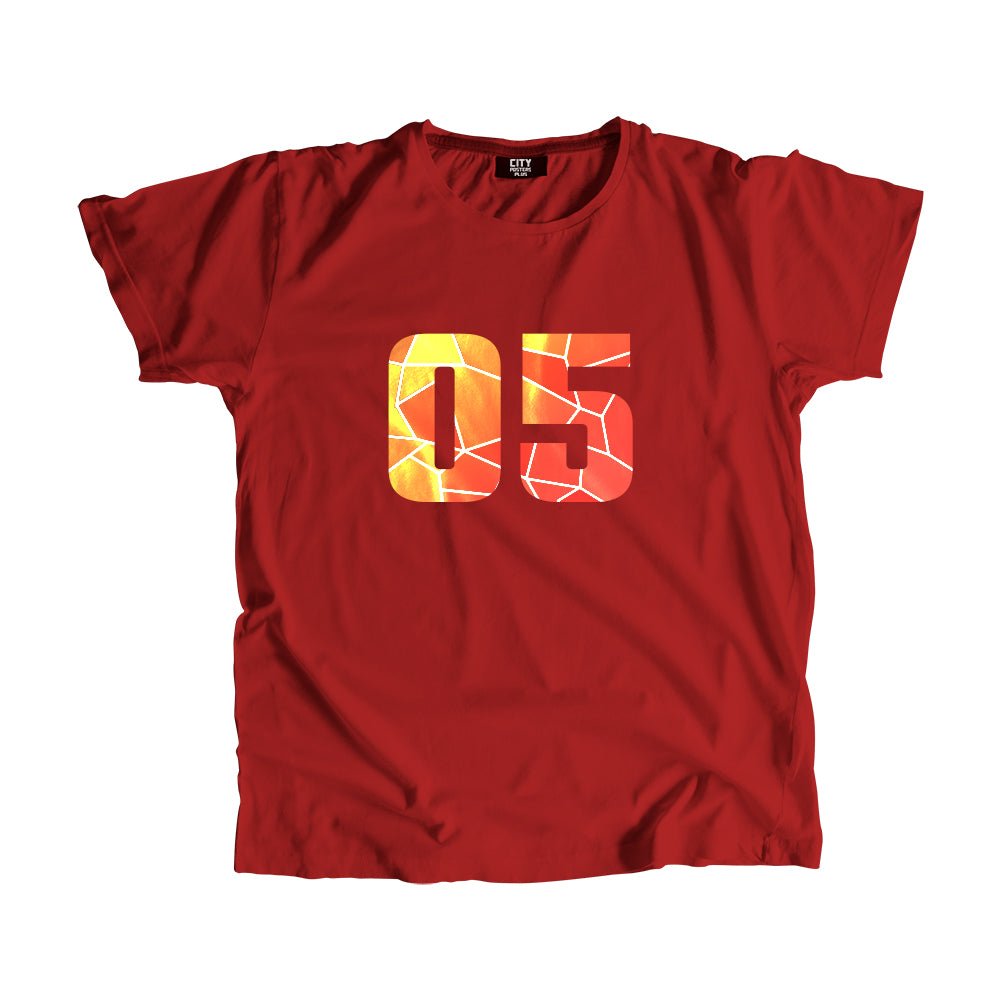 05 Number Men Unisex T-Shirt (Red)| Classic Numeric Graphic Tee