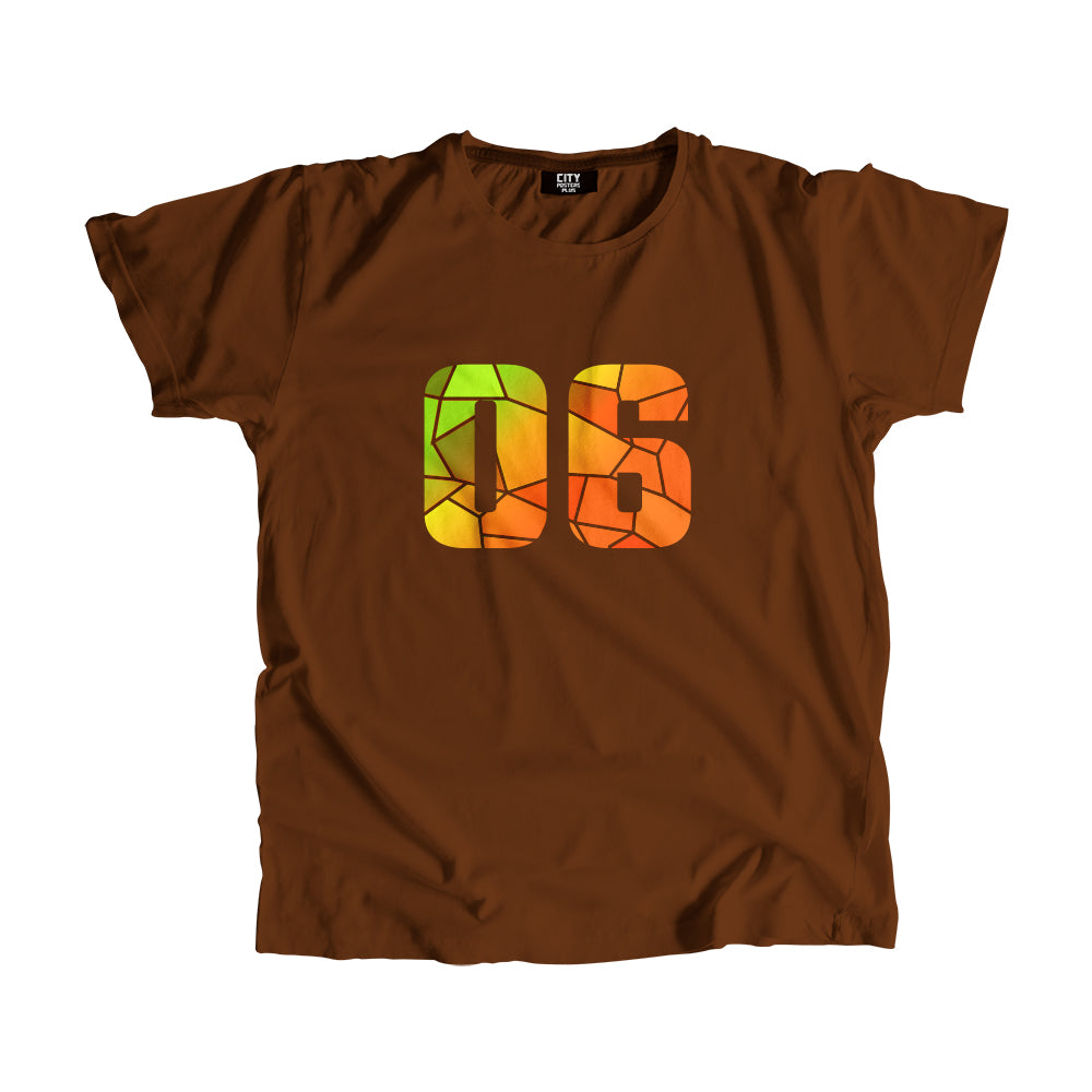 06 Number Men Unisex T-Shirt (Brown)| Classic Numeric Graphic Tee