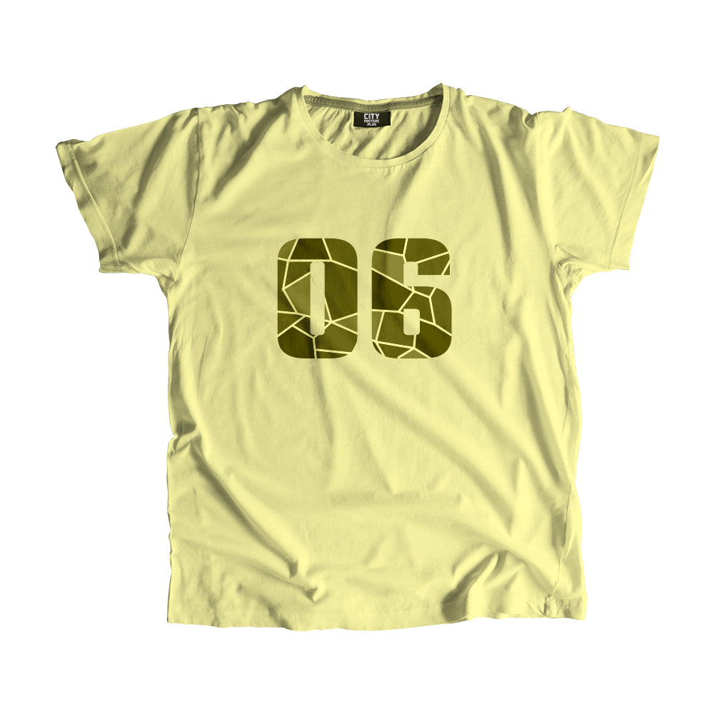 06 Number Men Unisex T-Shirt (Butter Yellow)| Classic Numeric Graphic Tee