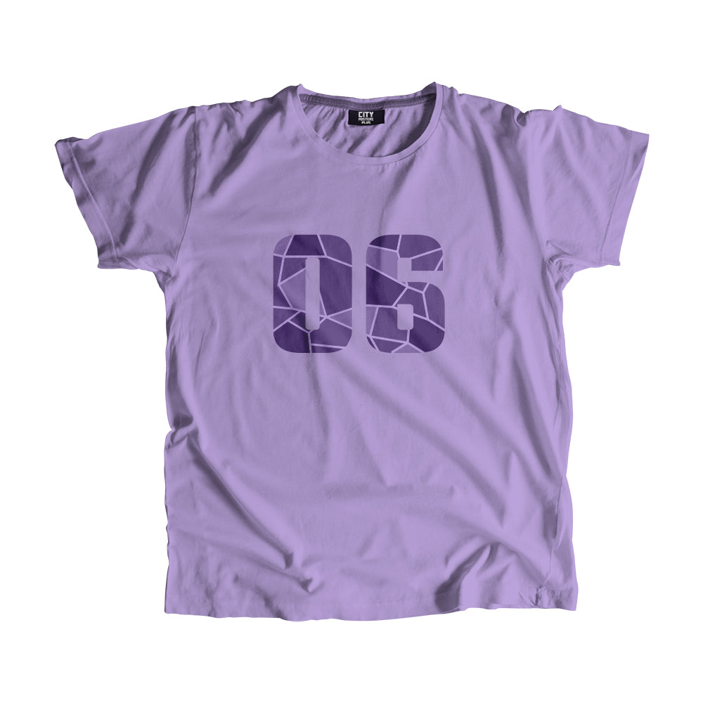 06 Number Men Unisex T-Shirt (Iris Lavender)| Classic Numeric Graphic Tee