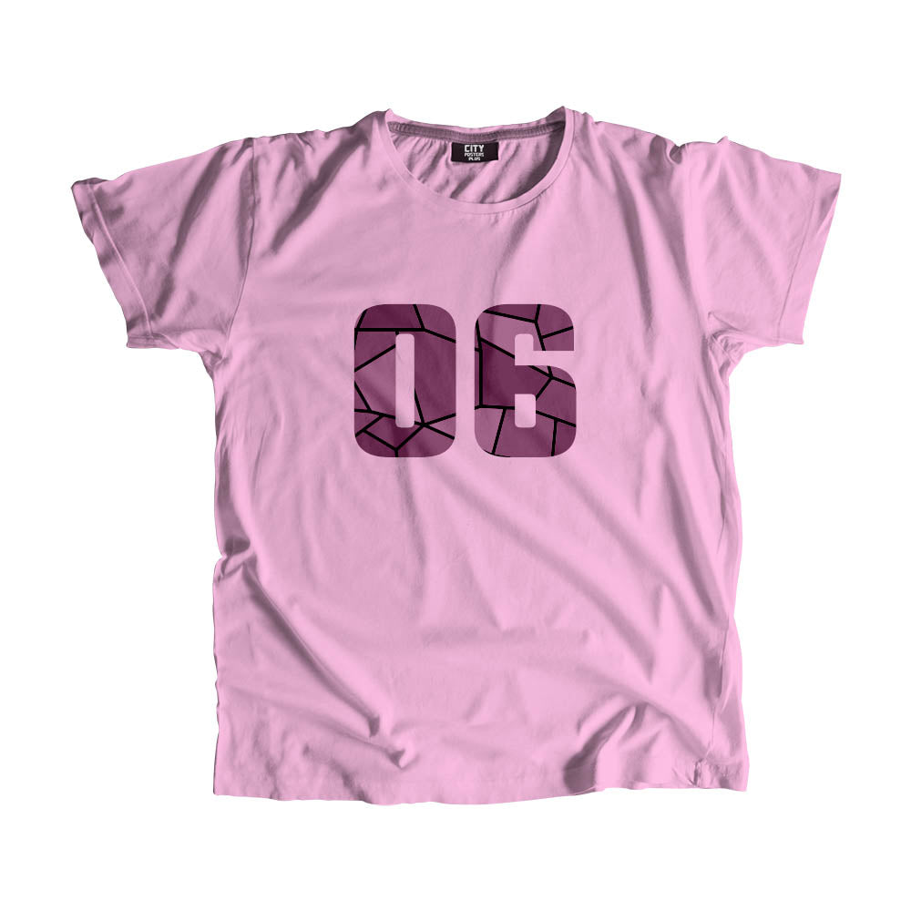 06 Number Men Unisex T-Shirt (Light Pink)| Classic Numeric Graphic Tee