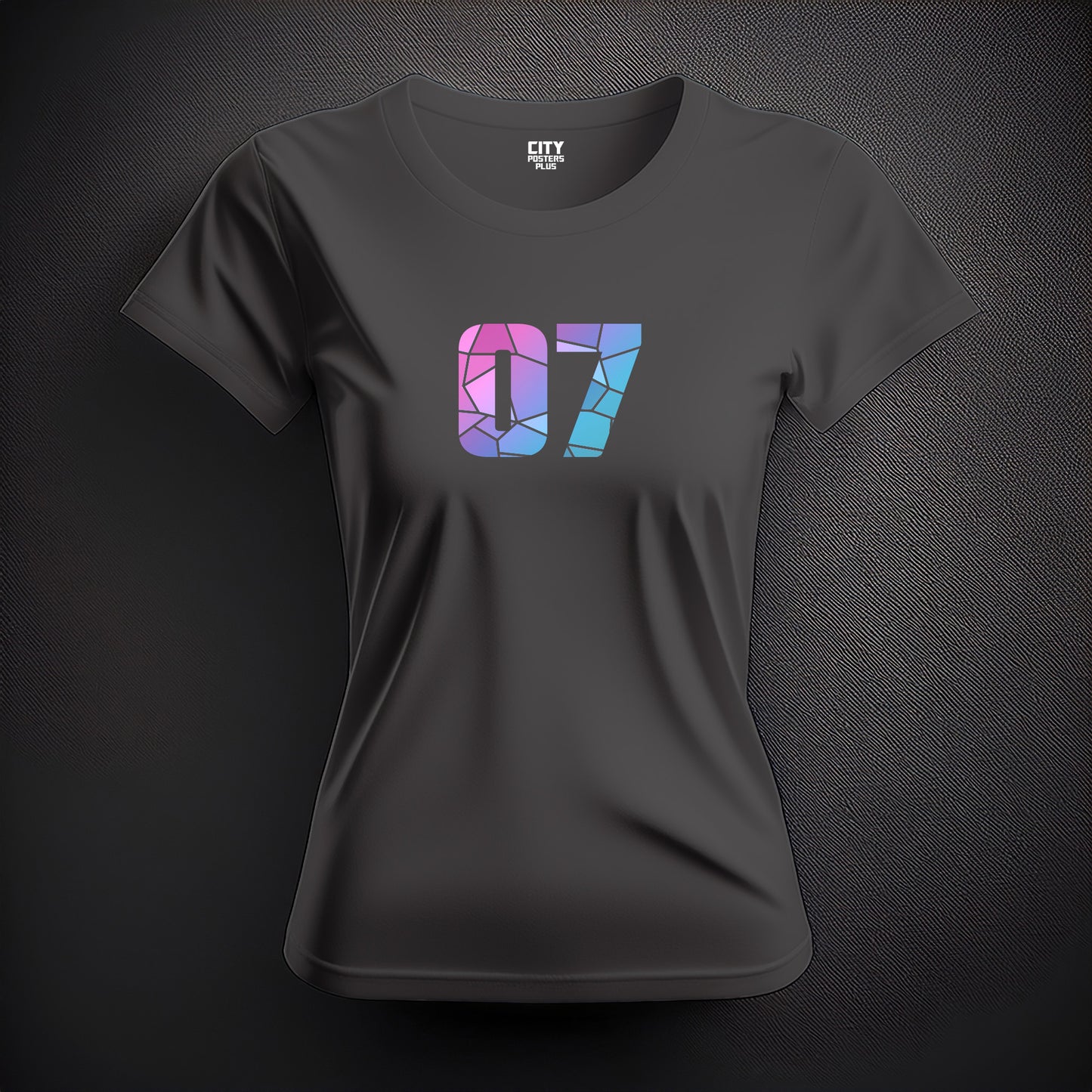07 Number Women T-Shirt (Charcoal Grey) | Stylish Numeric Graphic Tee