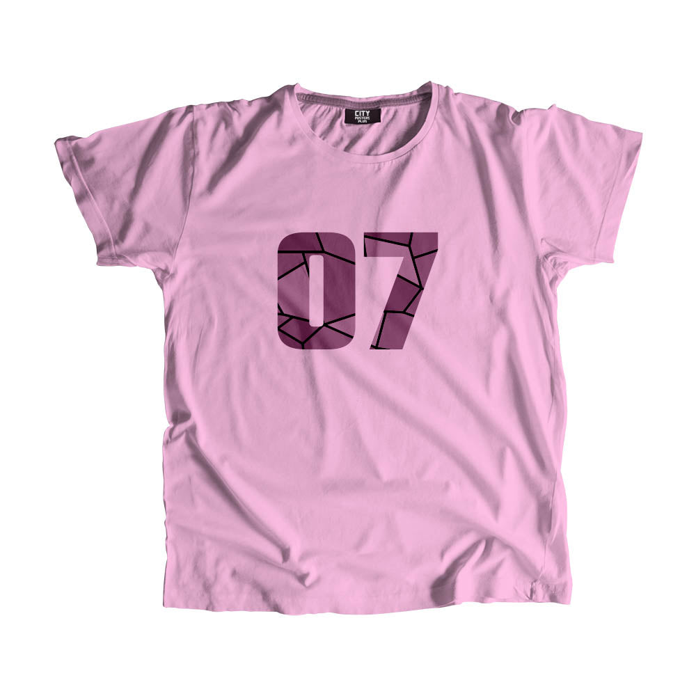 07 Number Men Unisex T-Shirt (Light Pink)| Classic Numeric Graphic Tee