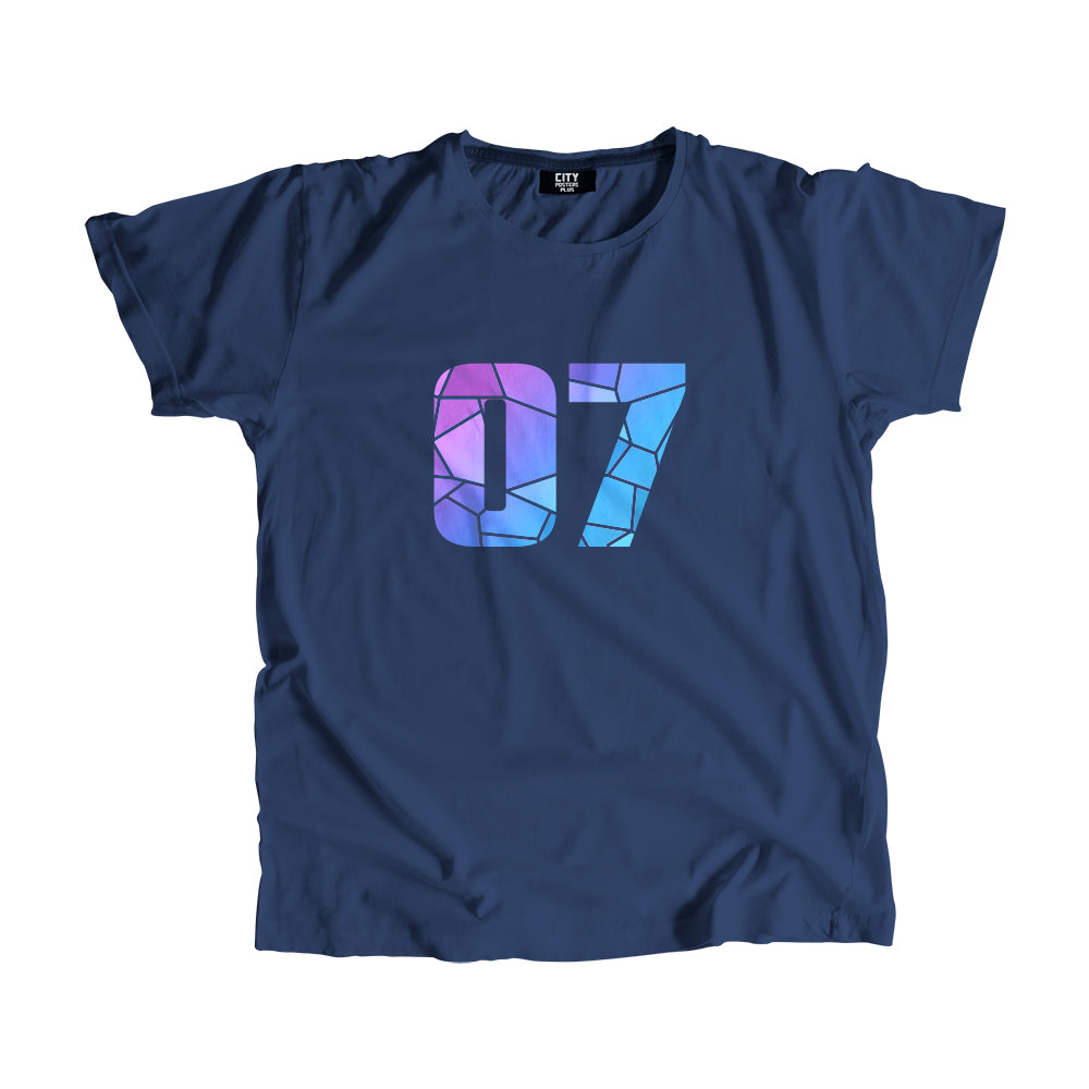 07 Number Men Unisex T-Shirt (Navy Blue)| Classic Numeric Graphic Tee