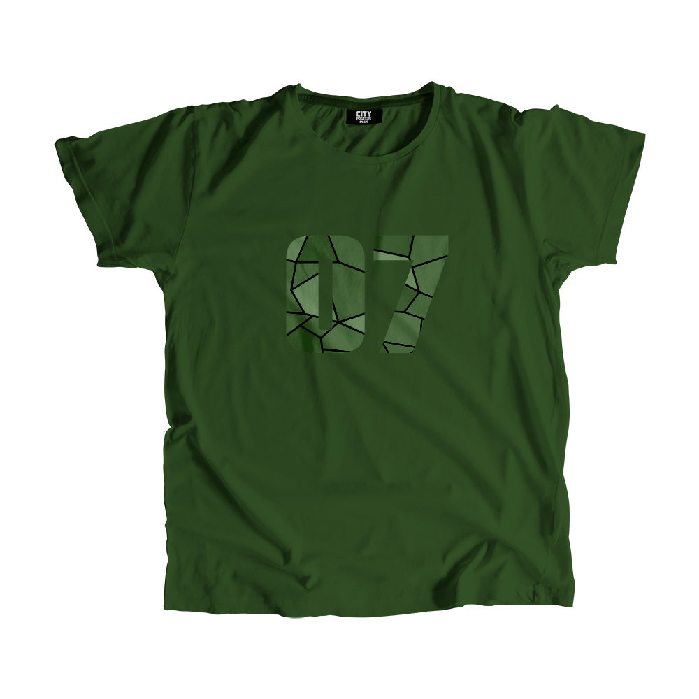 07 Number Men Unisex T-Shirt (Olive Green)| Classic Numeric Graphic Tee