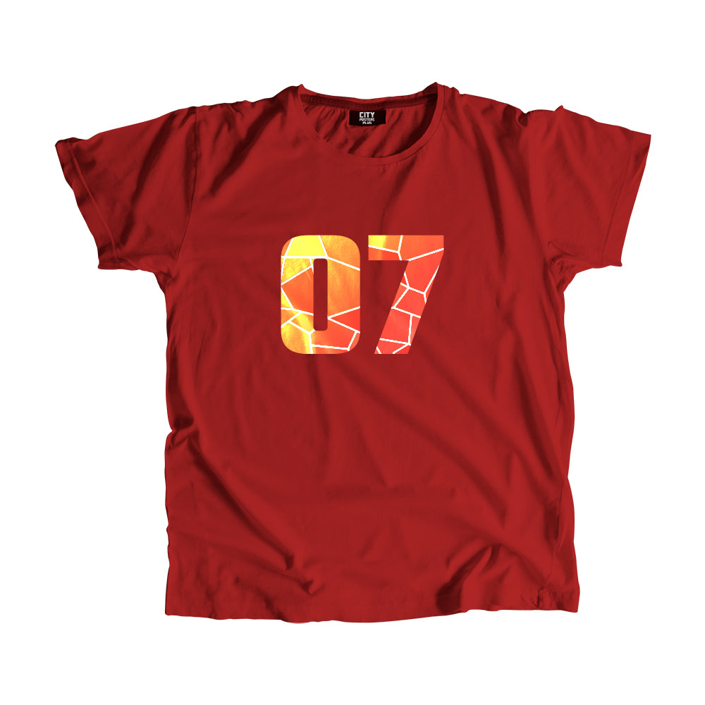 07 Number Men Unisex T-Shirt (Red)| Classic Numeric Graphic Tee