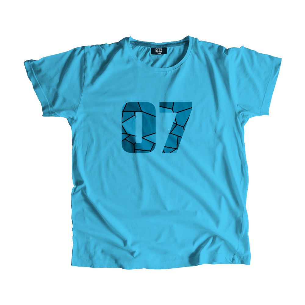 07 Number Men Unisex T-Shirt (Sky Blue)| Classic Numeric Graphic Tee