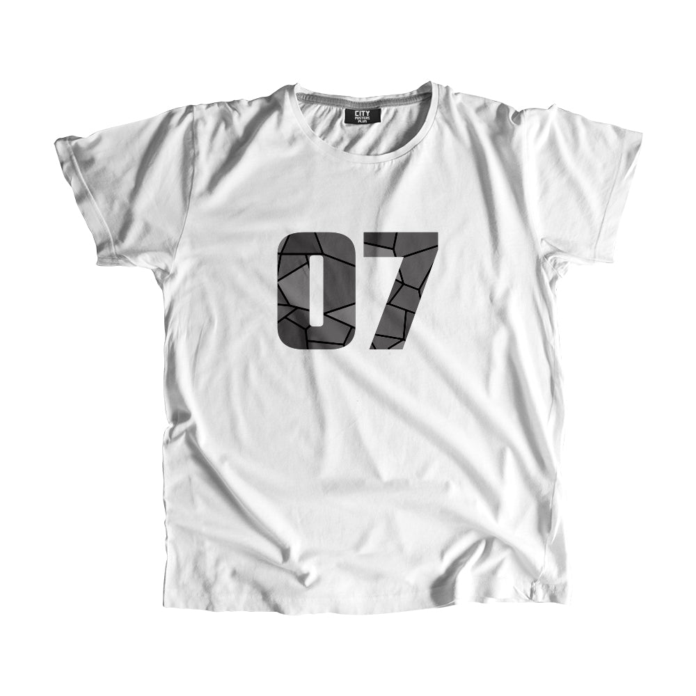 07 Number Men Unisex T-Shirt (White)| Classic Numeric Graphic Tee