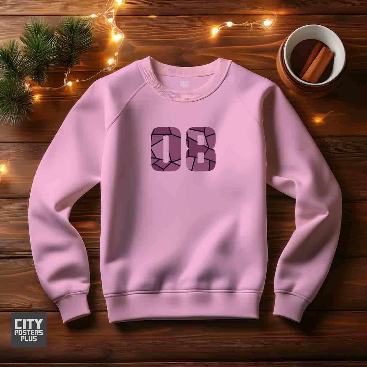 08 Number Unisex Sweatshirt (Light Pink) Premium Graphic Crewneck