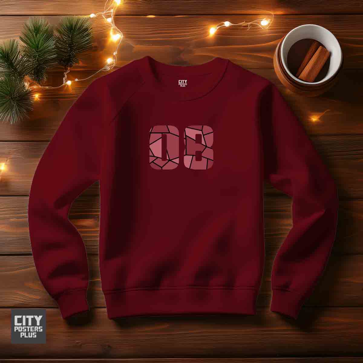 08 Number Unisex Sweatshirt (Maroon) Premium Graphic Crewneck