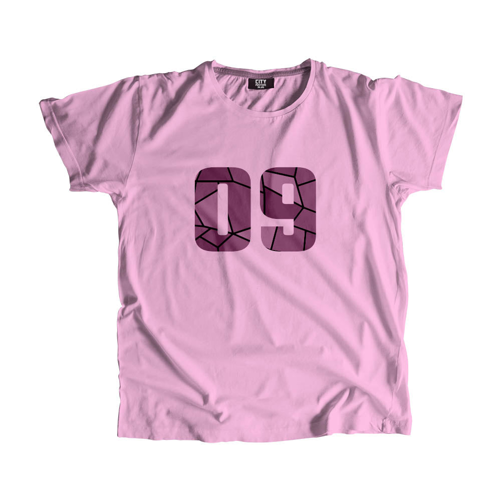09 Number Men Unisex T-Shirt (Light Pink)| Classic Numeric Graphic Tee