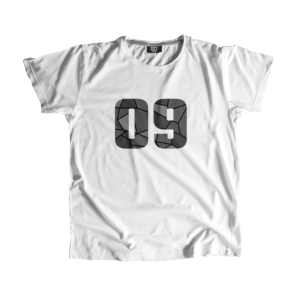 09 Number Men Unisex T-Shirt (White)| Classic Numeric Graphic Tee